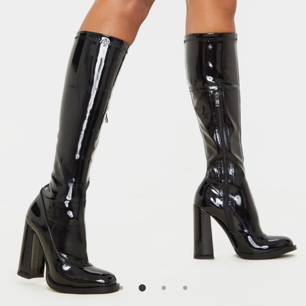 PLT black knee high sock boot